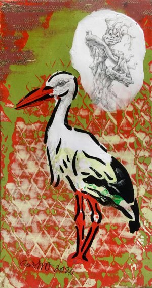 Stork and Driftwood
